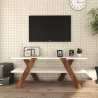 Mobile TV soggiorno di design 120cm bianco e legno con 2 ripiani Basic Offerta