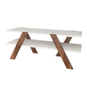 Mobile TV soggiorno di design 120cm bianco e legno con 2 ripiani Basic Saldi