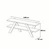 Mobile TV soggiorno di design 120cm bianco e legno con 2 ripiani Basic Sconti