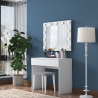 Mobile postazione trucco con cassetto specchio a LED e sgabello Tabs Promozione