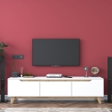 Mobile porta TV moderno 180cm bianco e legno con 3 ante Amelia Vendita