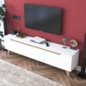 Mobile porta TV moderno 180cm bianco e legno con 3 ante Amelia Offerta