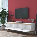 Mobile porta TV moderno 180cm bianco e legno con 3 ante Amelia Saldi