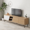 Mobile TV soggiorno moderno 180cm con 3 ante bianco e legno Fiona Vendita