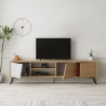 Mobile TV soggiorno moderno 180cm con 3 ante bianco e legno Fiona Saldi