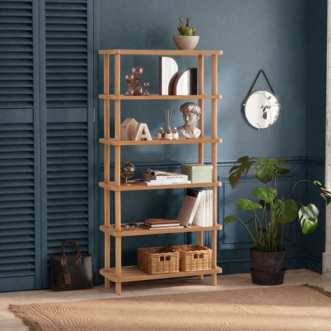 Libreria moderna in legno con 5 scaffali 80x168x28cm naturale Gala Promotion