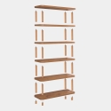 Bibliothèque moderne en bois avec 5 étagères 80x168x28cm naturel Gala Remises