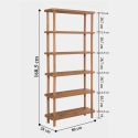 Bibliothèque moderne en bois avec 5 étagères 80x168x28cm naturel Gala Réductions