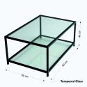 Tavolino da salotto moderno 90x60cm in metallo e vetro Astro 