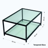 Tavolino da salotto moderno 90x60cm in metallo e vetro Astro 
