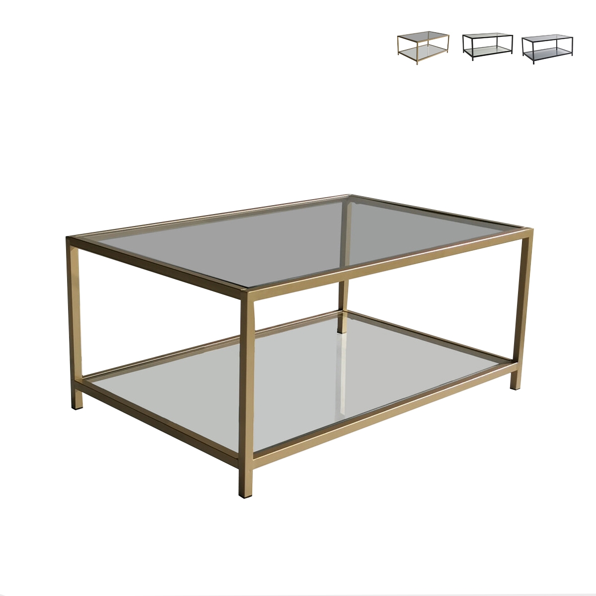 Tavolino da salotto moderno 90x60cm in metallo e vetro Astro Promozione Tavolino da salotto moderno 90x60cm in metallo e vetro Astro Promozione