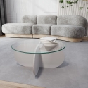 Tavolino da salotto rotondo di design in legno e vetro 75x35cm Round Sconti
