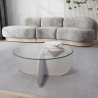 Tavolino da salotto rotondo di design in legno e vetro 75x35cm Round Sconti