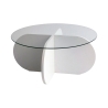 Tavolino da salotto rotondo di design in legno e vetro 75x35cm Round Stock