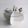 Tavolino da salotto rotondo di design in legno e vetro 75x35cm Round Scelta
