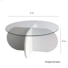 Tavolino da salotto rotondo di design in legno e vetro 75x35cm Round 