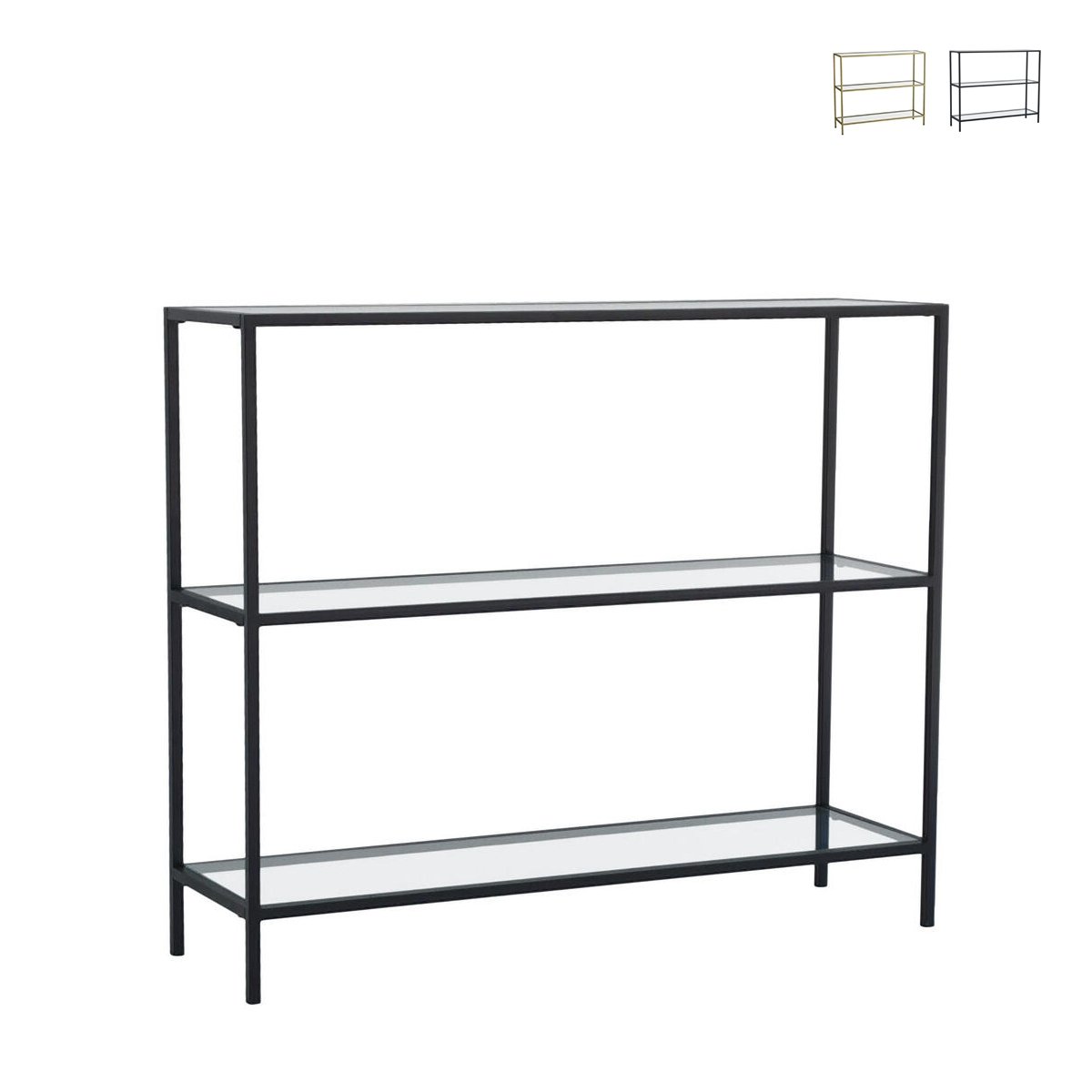 Console d'entrée moderne en métal et verre 3 étagères 100x30x85cm Lola Promotion Console d'entrée moderne en métal et verre 3 étagères 100x30x85cm Lola Promotion