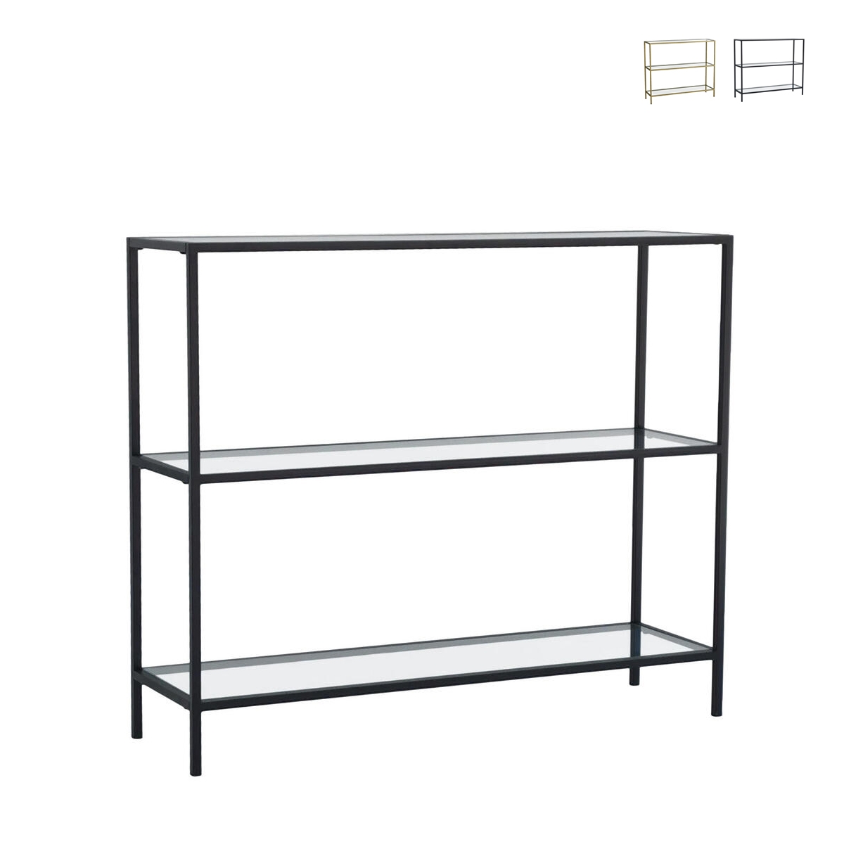 Consolle da ingresso moderna in metallo e vetro 3 ripiani 100x30x85cm Lola Promozione Consolle da ingresso moderna in metallo e vetro 3 ripiani 100x30x85cm Lola Promozione