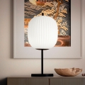 Lampada da tavolo elegante in vetro soffiato e metallo nero Domizia-T Promozione