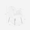 Sedia poltroncina in bouclé bianco metallo dorato per sala da pranzo Vivi Catalogo