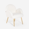 Sedia poltroncina in bouclé bianco metallo dorato per sala da pranzo Vivi Promozione