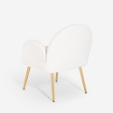 Sedia poltroncina in bouclé bianco metallo dorato per sala da pranzo Vivi Offerta