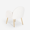 Sedia poltroncina in bouclé bianco metallo dorato per sala da pranzo Vivi Offerta