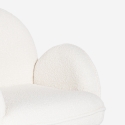 Sedia poltroncina in bouclé bianco metallo dorato per sala da pranzo Vivi Sconti
