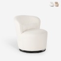 Poltroncina moderna girevole da salotto in tessuto bouclè Yammy Promozione