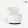 Poltroncina moderna girevole da salotto in tessuto bouclè Yammy Promozione