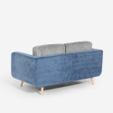 Divano 2 posti in tessuto bicolore grigio e blu cuscini reversibili Biko Saldi