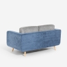 Divano 2 posti in tessuto bicolore grigio e blu cuscini reversibili Biko Saldi