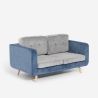 Divano 2 posti in tessuto bicolore grigio e blu cuscini reversibili Biko Vendita