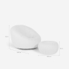 Set poltrona bouclé bianca di design con pouf poggiapiedi girevole Kuma Sconti
