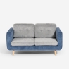 Divano 2 posti in tessuto bicolore grigio e blu cuscini reversibili Biko Offerta