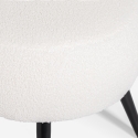 Pouf poggiapiedi da salotto in teddy bouclé bianco con piedini neri Belix Offerta