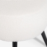 Pouf poggiapiedi da salotto in teddy bouclé bianco con piedini neri Belix Offerta