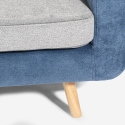Divano 2 posti in tessuto bicolore grigio e blu cuscini reversibili Biko Sconti