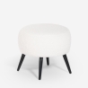 Pouf poggiapiedi da salotto in teddy bouclé bianco con piedini neri Belix Promozione