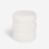 Pouf poggiapiedi in teddy bouclé design moderno a cilindro Okami Sconti