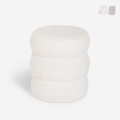 Pouf poggiapiedi in teddy bouclé design moderno a cilindro Okami Promozione