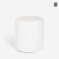 Pouf poggiapiedi di design a cilindro in similpelle bianco grigio Hebi Promozione