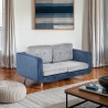 Divano 2 posti in tessuto bicolore grigio e blu cuscini reversibili Biko Promozione