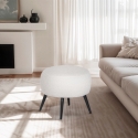 Pouf poggiapiedi da salotto in teddy bouclé bianco con piedini neri Belix Vendita