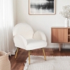 Sedia poltroncina in bouclé bianco metallo dorato per sala da pranzo Vivi Vendita