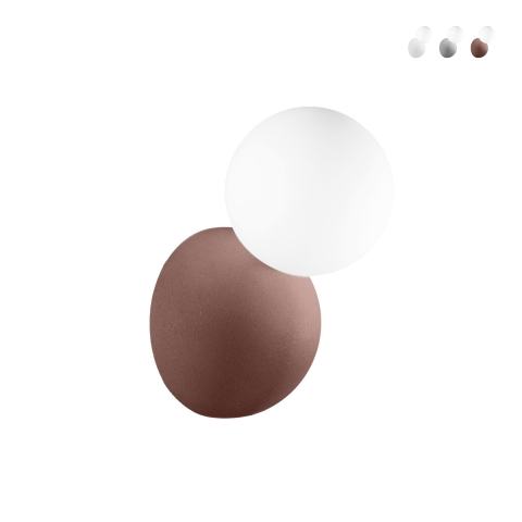 Applique da parete in cemento e sfera in vetro H20cm Rock Promozione