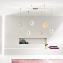 Suspension Candy Spider 3 lumières LED en verre et métal multicolore Vente