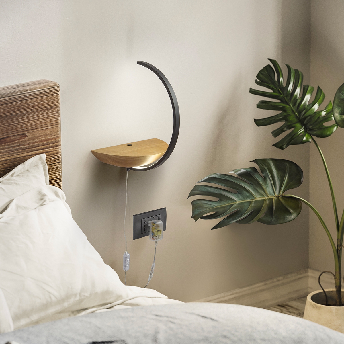 Lampada LED applique in legno con dimmer per camera da letto Roseg Promozione Lampada LED applique in legno con dimmer per camera da letto Roseg Promozione