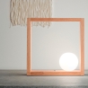 Lampada LED da tavolo design in legno con paralume a sfera in vetro Kark Promozione
