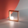 Lampada LED da tavolo design in legno con paralume a sfera in vetro Kark Offerta